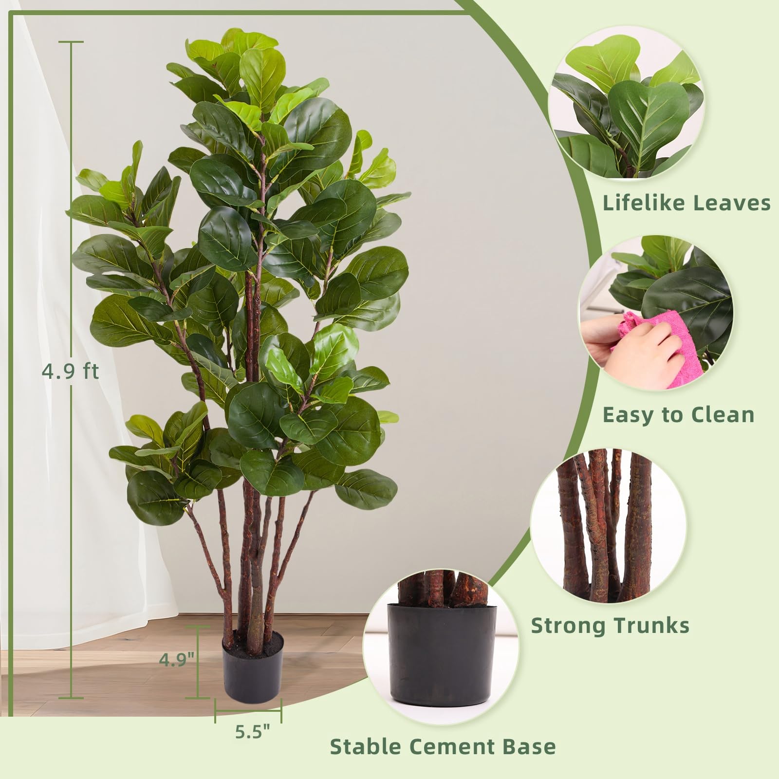 شجرة التين الاصطناعية، نباتات  - مراجعة Ficus Lyrata Tree وسعره